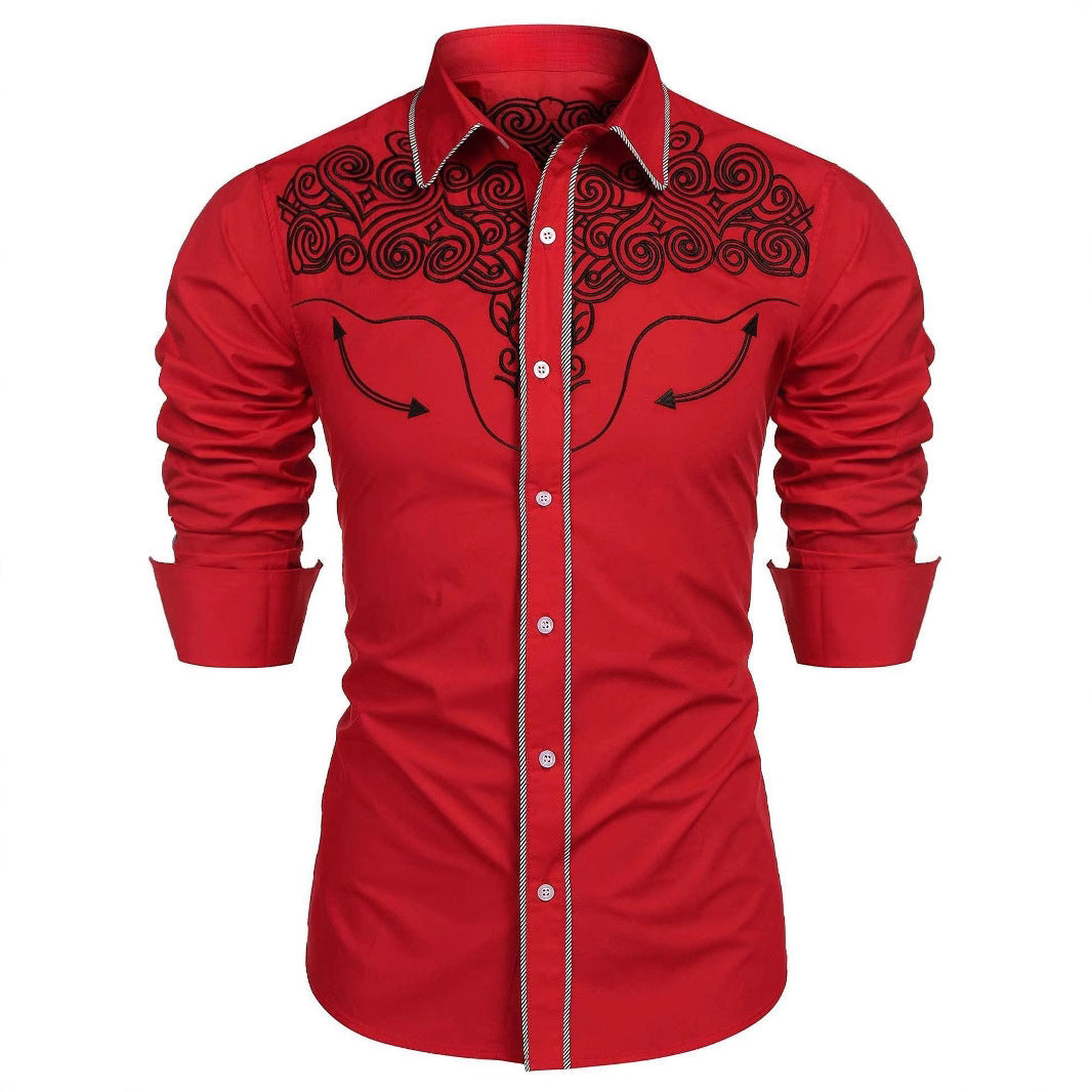 Herren Langarmhemd mit Bestickung Modern Berlin Style - BerlinGlamour