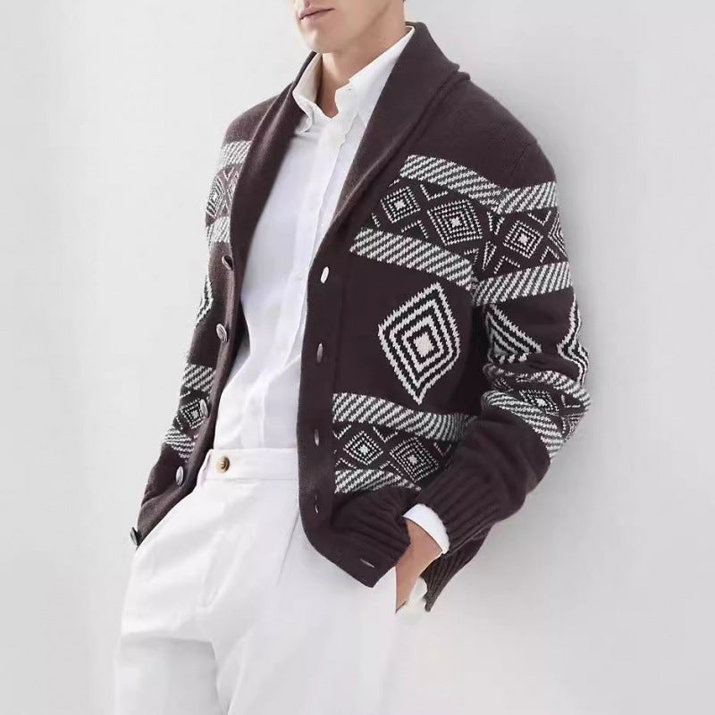 Herren Strickjacke Modern Grafik Muster Klassisch