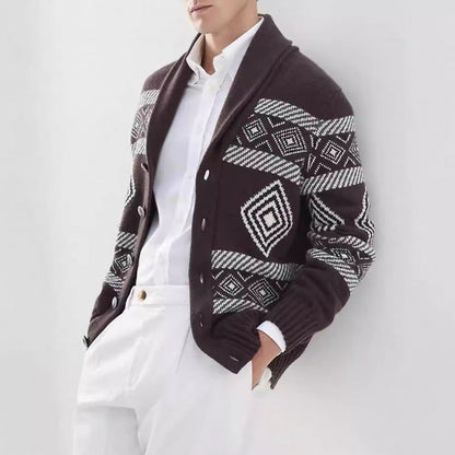 Herren Strickjacke Modern Grafik Muster Klassisch