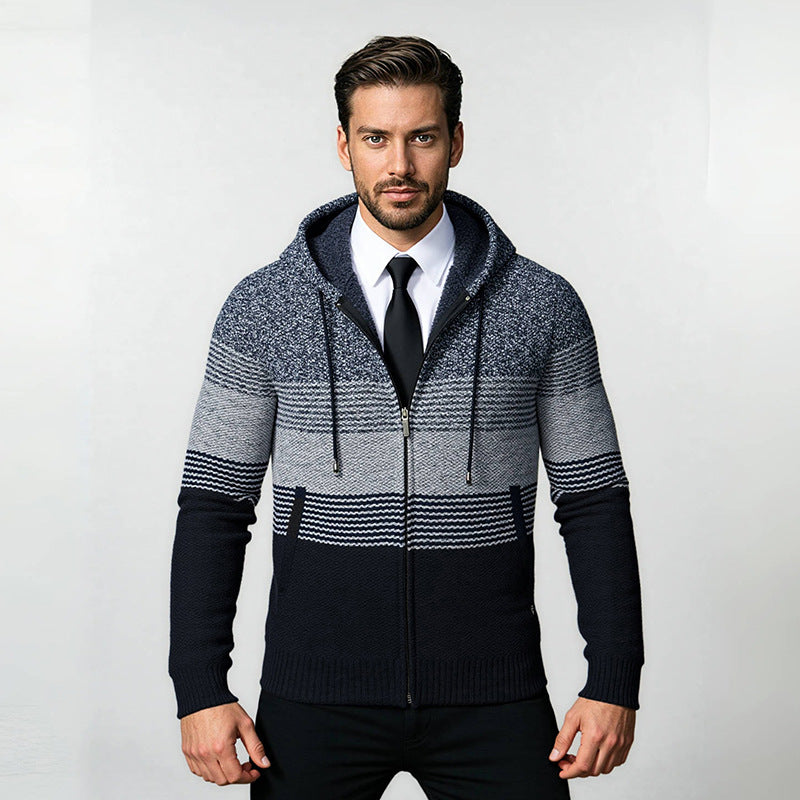 Herren Hoodie Jacke Modern Strukturiert mit Taschen