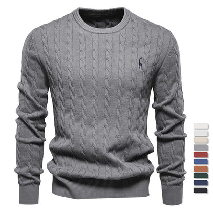 Herren Strickpullover Zopfmuster Rundhals Modern - BerlinGlamour