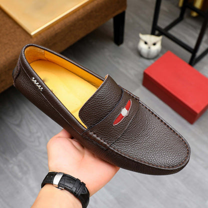 Herren Mokassin Leder Elegant Ziernaht Schuhe