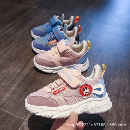 Damen Sneaker Sportlich Kinder Motiv Klettverschluss