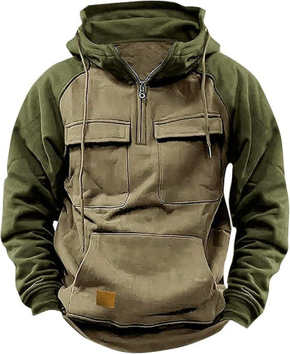 Herren Hoodie Sportlich Kapuze Taschen Baumwolle