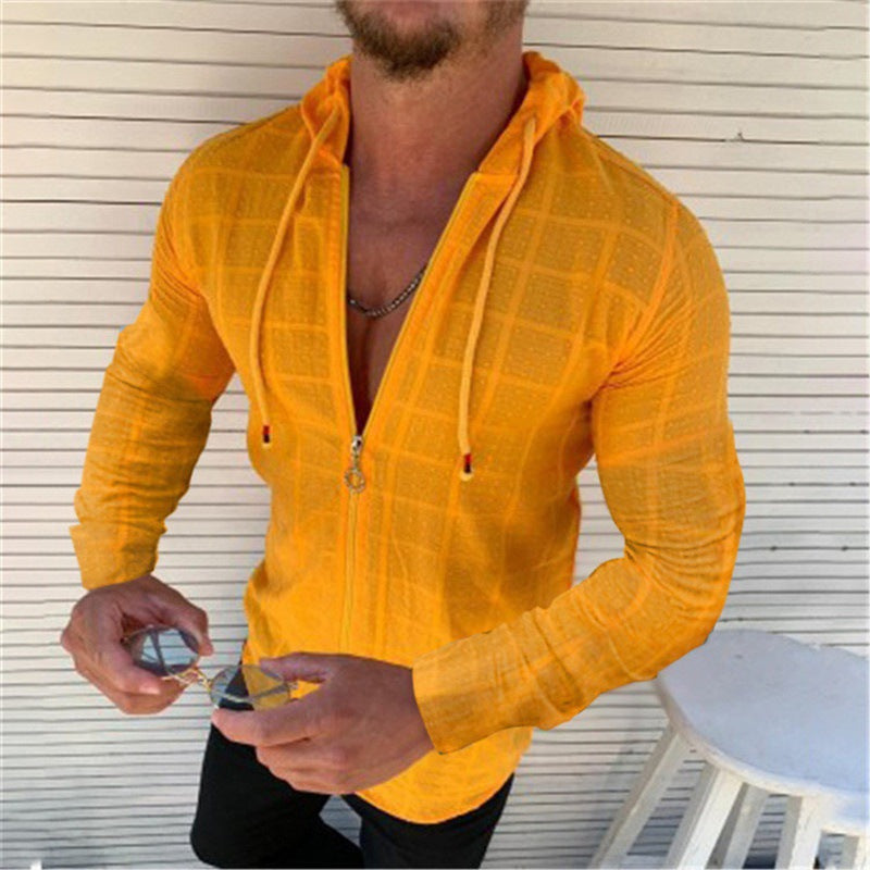 Herren Kapuzenjacke Modern Strukturiert Reißverschluss