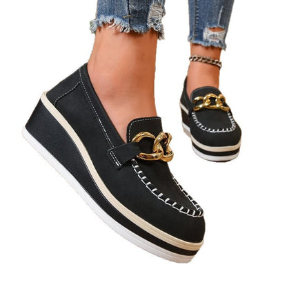 Damen Mokassinschuhe Schnallen-Design Komfort Fußbett