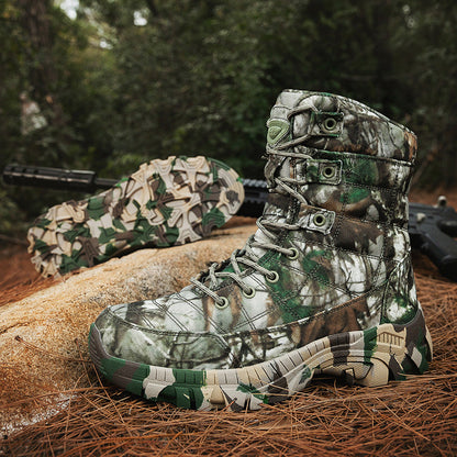 Herren Camo Stiefel Militärstil Schwarz