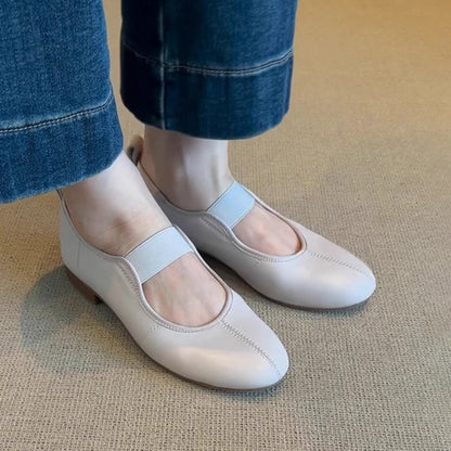 Ballerinas Damen Schuhe Elastisch Leder Bequem
