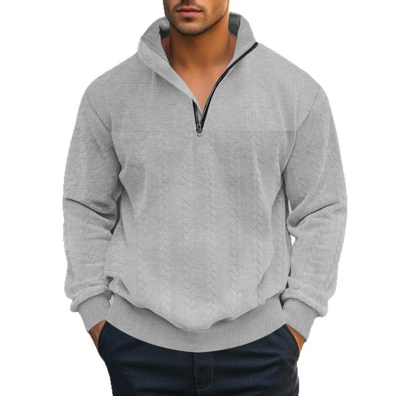 Herren Strickpullover Modern mit Reißverschluss Grau