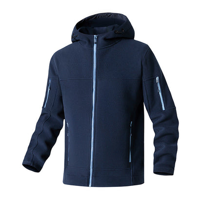 Herren Fleecejacke Wasserdicht mit Kapuze und Reißverschlusstaschen - BerlinGlamour