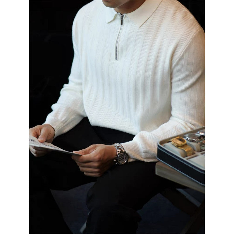 Herren Strickpullover Kragen Reißverschluss Modern