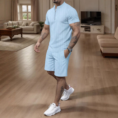 Herren Jumpsuit Kurzarm Modern mit Stehkragen - BerlinGlamour