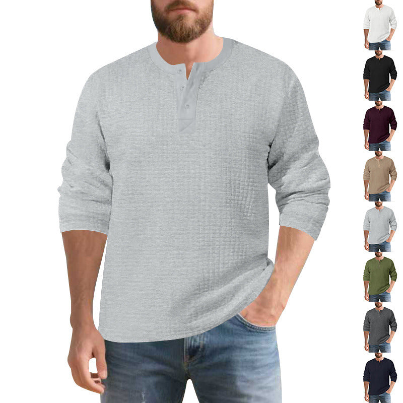 Herren Langarmshirt Elegantes mit Knöpfen und Struktur - BerlinGlamour