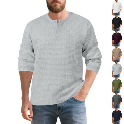 Herren Langarmshirt Elegantes mit Knöpfen und Struktur - BerlinGlamour