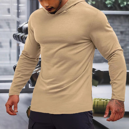 Herren Funktionsoberteil Langarm Kapuzenpullover Atmungsaktiv Sportlich