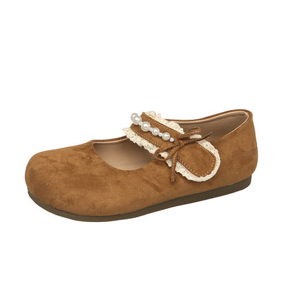 Damen Ballerina Schuhe Plüsch Elegant mit Schleife
