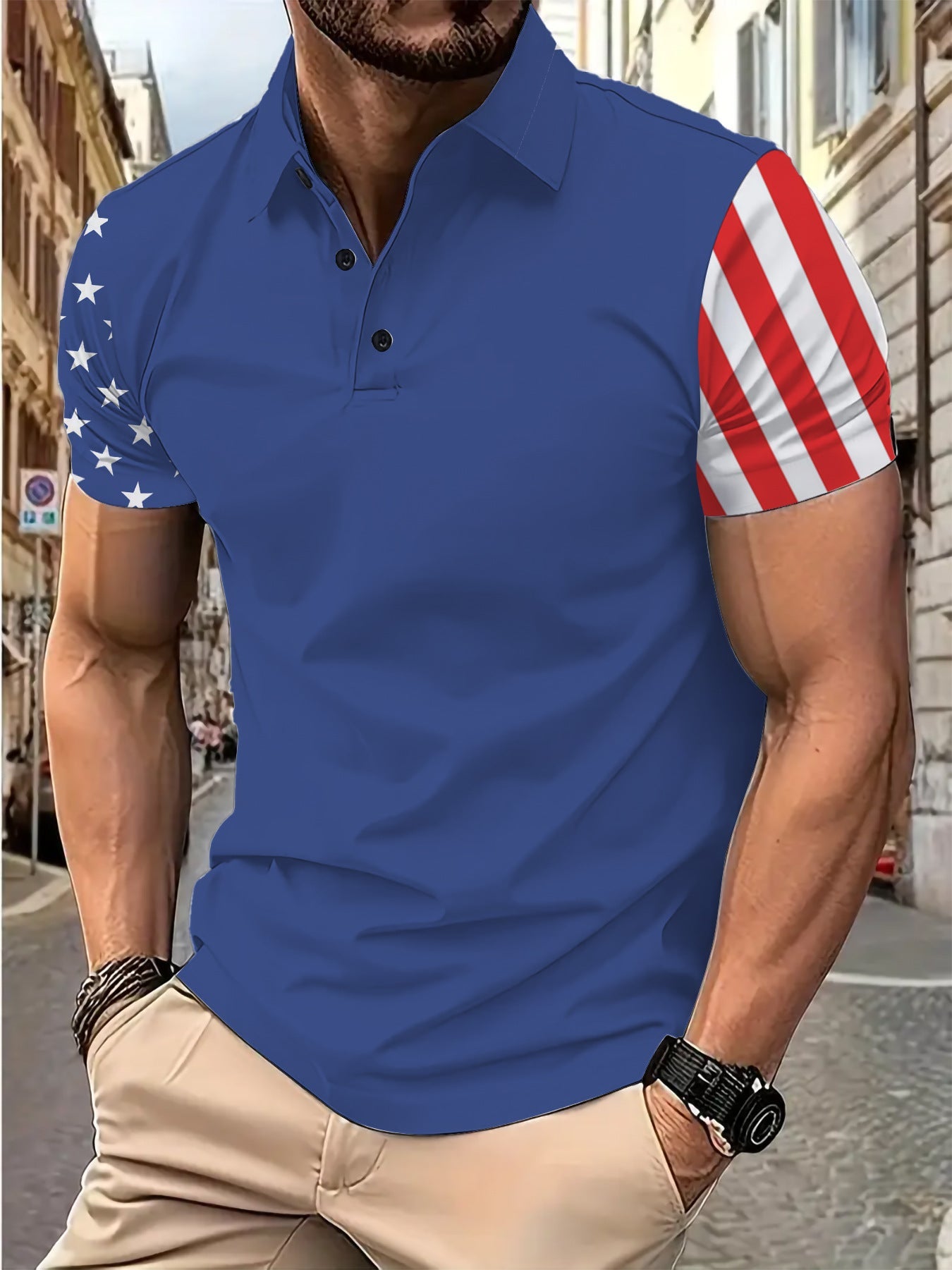 Herren Polohemd mit Stylishem Grafik Design Berlin Style