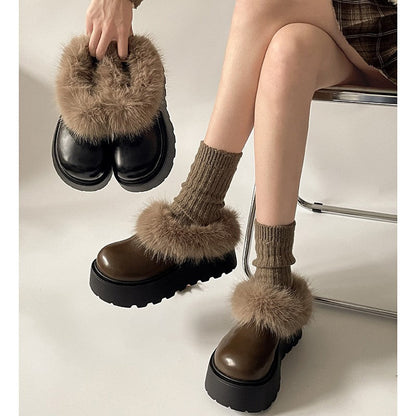 Damenschuhe Plateau Plüschgefüttert Rutschfest Winter - BerlinGlamour