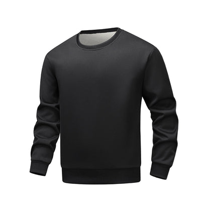 Bequemer Herren Fleece Pullover Rundhals Schwarz
