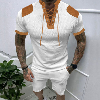 Herren Kurzarmshirt Modern Schnürdesign Berlin Style