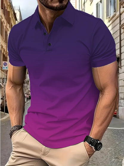 Herren Poloshirt Modern Komfort Schnitt Farbverlauf