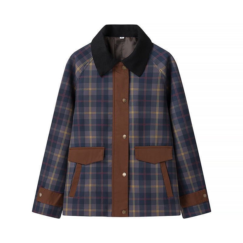 Geruite Damenjacke Weich Bontkragen Winter - BerlinGlamour