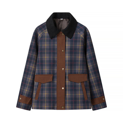 Geruite Damenjacke Weich Bontkragen Winter - BerlinGlamour