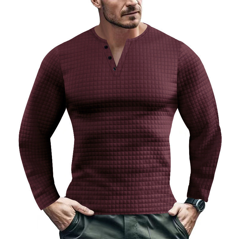 Herren Langarmshirt Strukturiert Knöpfe Modern Berlin Style