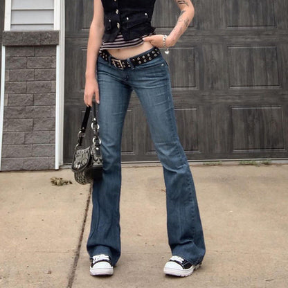 Damen High-Waist Jeans Stretch Elastisch Flare