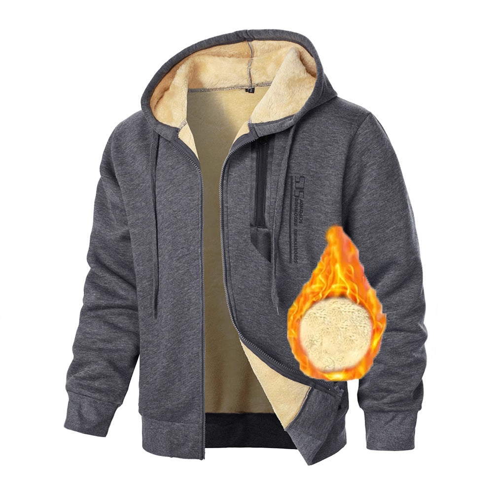 Herren Fleece-Jacke Warm Kapuzenjacke Mit Taschen - BerlinGlamour