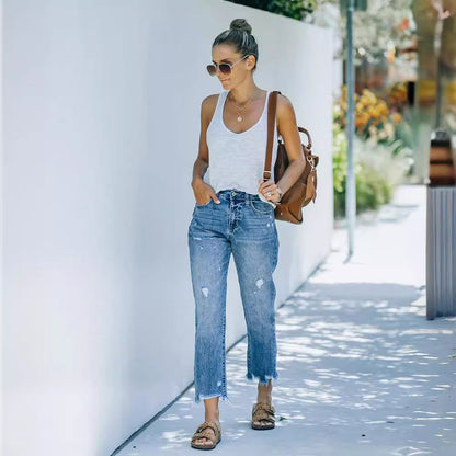 Schlanke Damen High-Waist Jeans Berlin Style