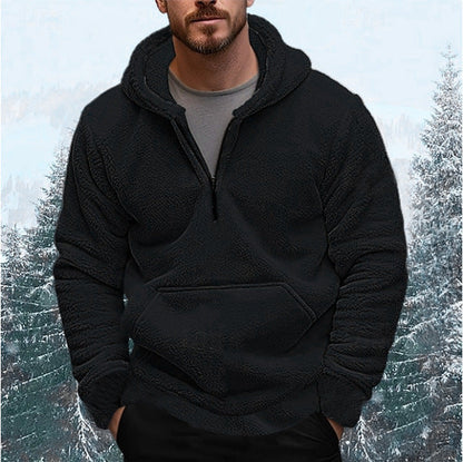 Herren Fleece Hoodie Warm mit Kängurutasche und Reißverschluss
