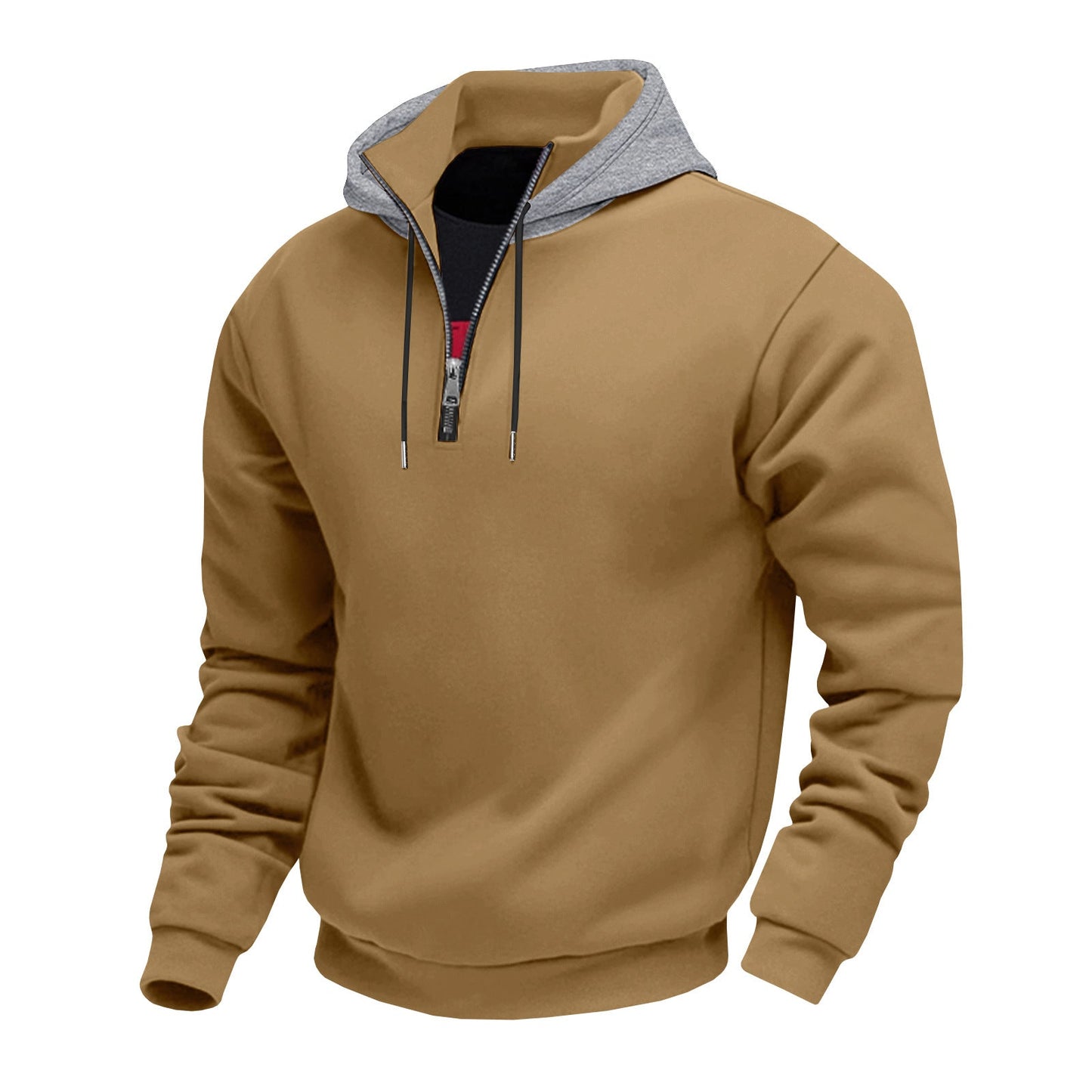 Männer Kapuzenpullover Mit Reißverschluss Kontrastfutter Modern