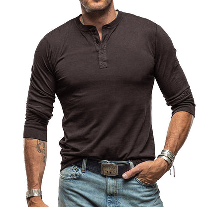 Herren Langarmshirt Knopfleiste Feinripp Optik Berlin