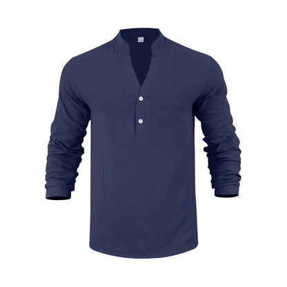 Herren T-Shirt Langarm Modern mit Knopfleiste