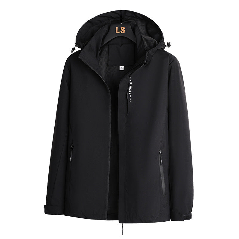 Herren Outdoorjacke Wasserdicht Verstellbare Kapuze Sportlich