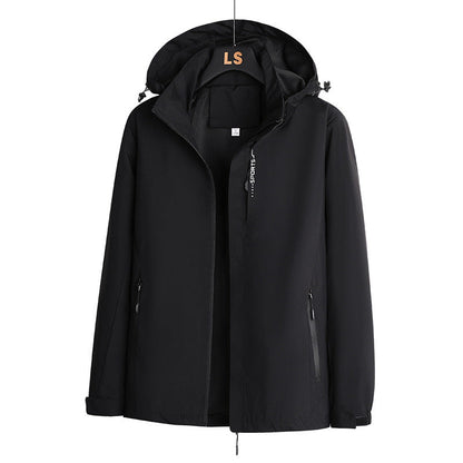 Herren Outdoorjacke Wasserdicht Verstellbare Kapuze Sportlich