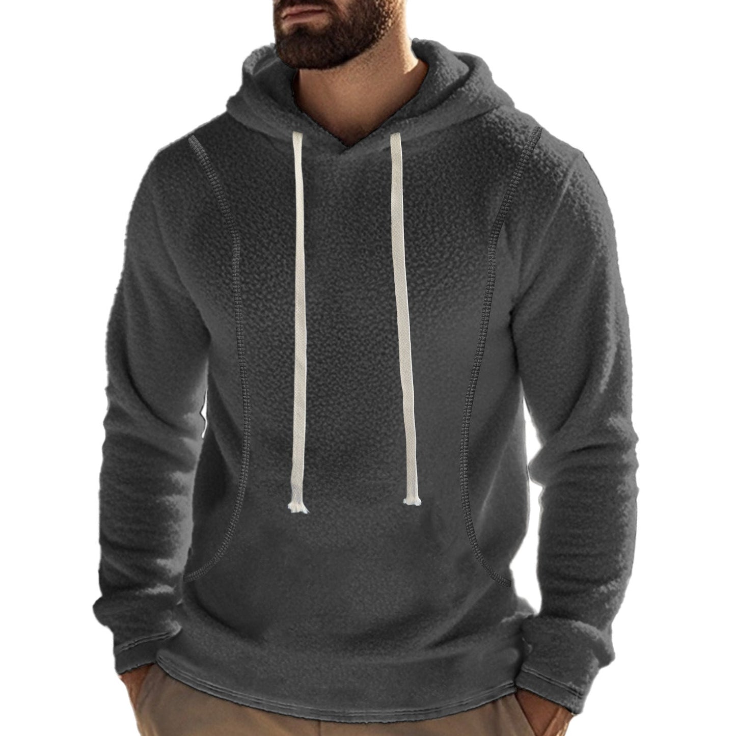 Herren Fleece Pullover Kapuzenjacke Hochkragen Tasche