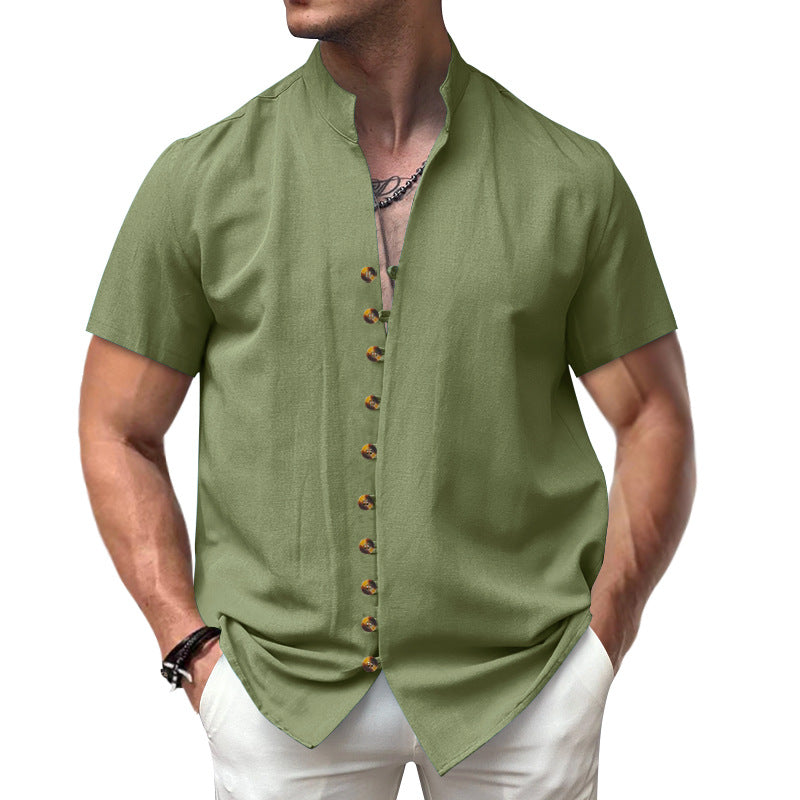 Herren Kurzarmhemd Modern Stehkragen Elegant