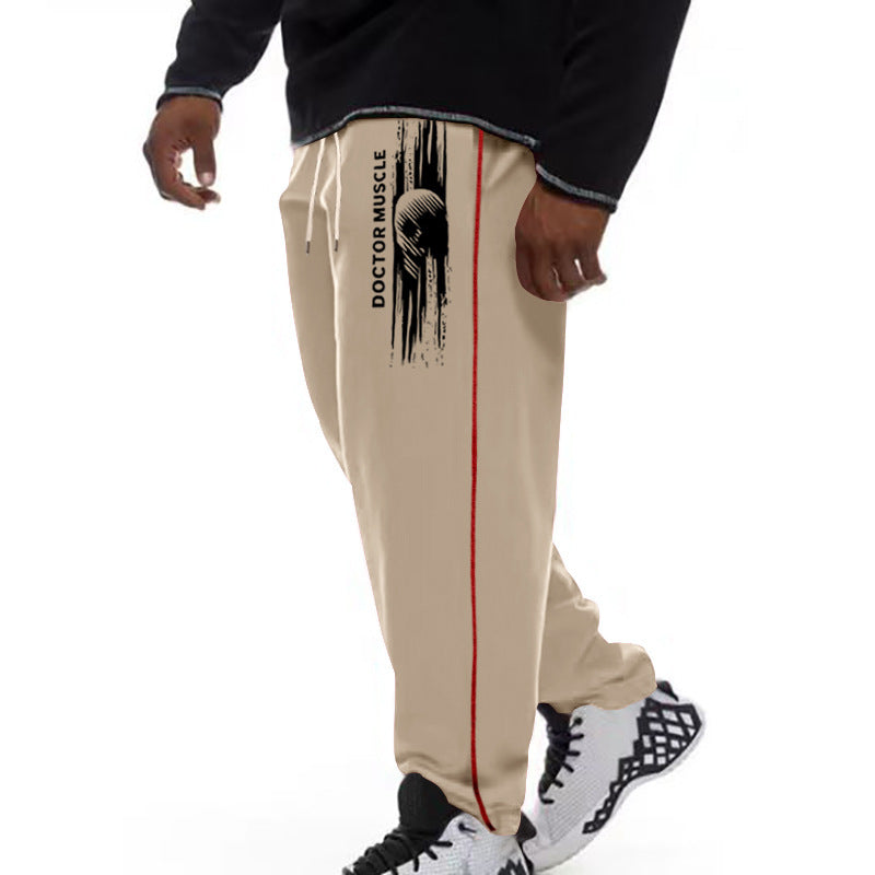 Herren Sport Jogginghose Bequem Streifen Schwarz