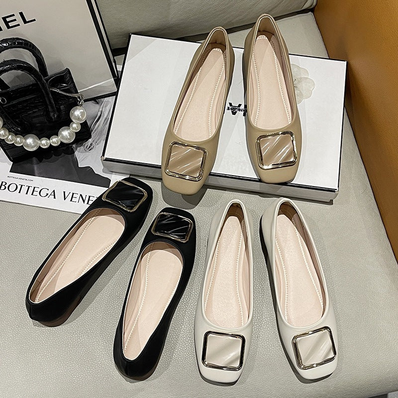 Damen Ballerinas Elegante Schuhe mit Quadrat Detail Modern
