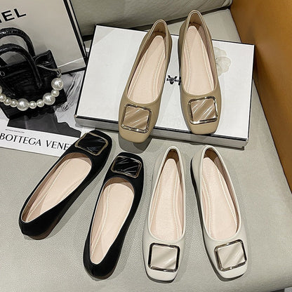 Damen Ballerinas Elegante Schuhe mit Quadrat Detail Modern