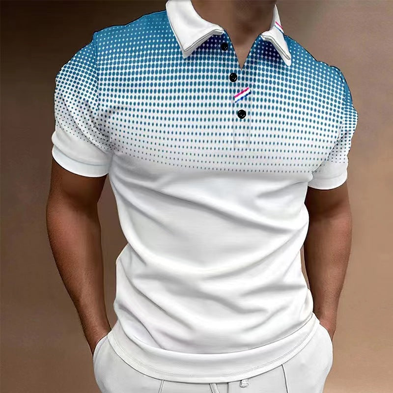 Herren Poloshirt Modern mit Feinmuster und Kontrastkragen