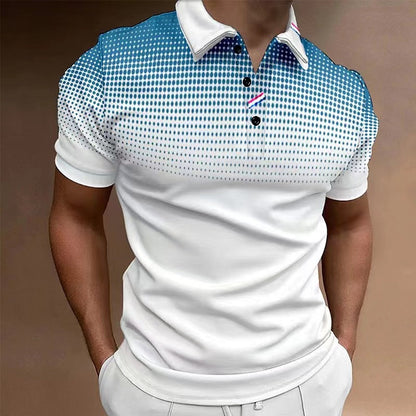 Herren Poloshirt Modern mit Feinmuster und Kontrastkragen