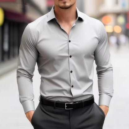 Herren Slim Fit Langarmhemd Elegant Modern