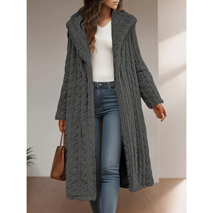 Damen Strickmantel Oversized Zopfmuster Trendig