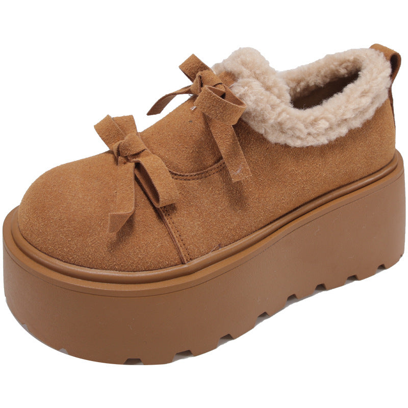 Damen Plateau-Schuhe Weich Lammfell Warm Komfortabel