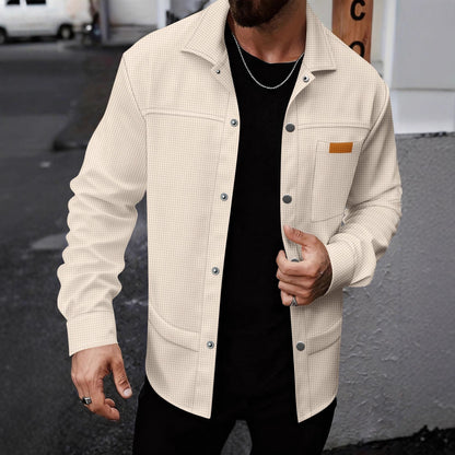 Herren Freizeitjacke Modern Strukturiert Schwarze Stadtjacke