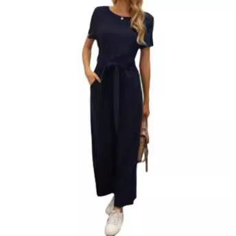 Damen Jumpsuit Weites Bein Mit Gürtel Elegant