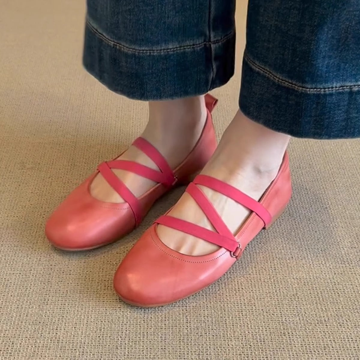 Damen Ballerinas Weich Bequem Elastisch